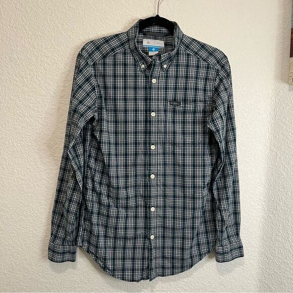 Columbia Plaid Blue Long Sleeve Button Up Shirt Mens Size S - Picture 10 of 10